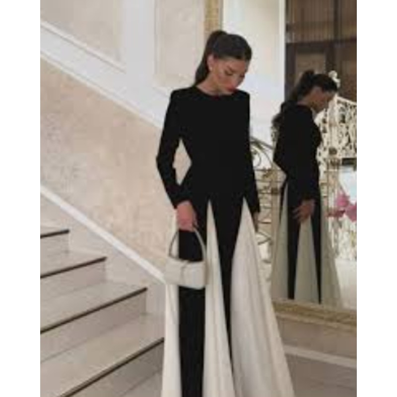 Chicgenes Eclipse Color Block Long Sleeve Maxi Dress