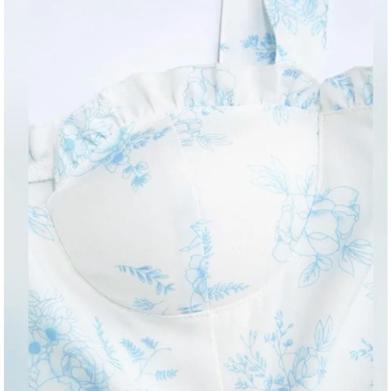 FLORAL RUFFLE TOILE DE JOUY MIDI DRESS | Size Large | Cider