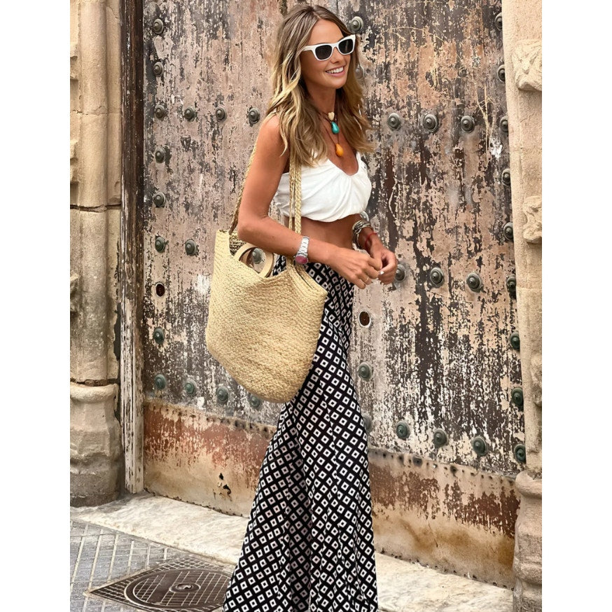 Commense Geometrical Print Flare Pants