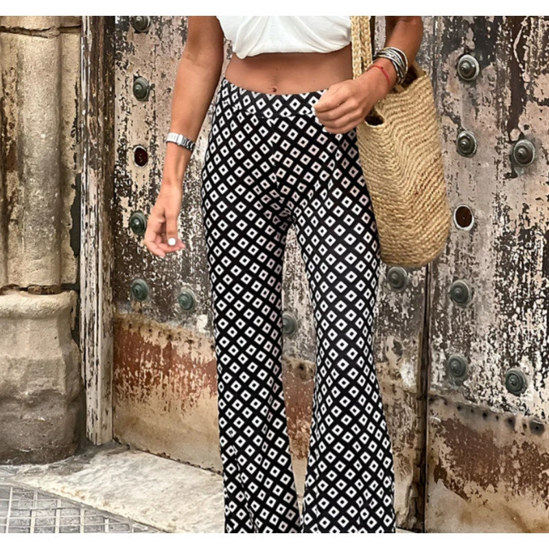 Commense Geometrical Print Flare Pants
