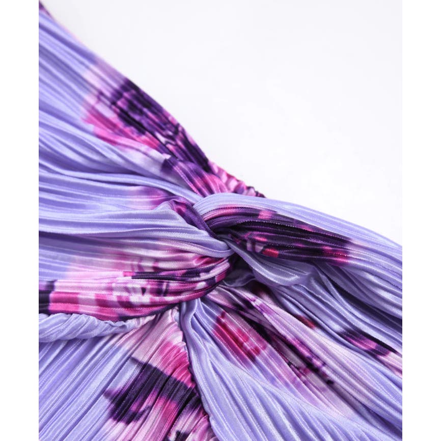 Floral Plisse Twist Tube Long Dress | Commense | Size M