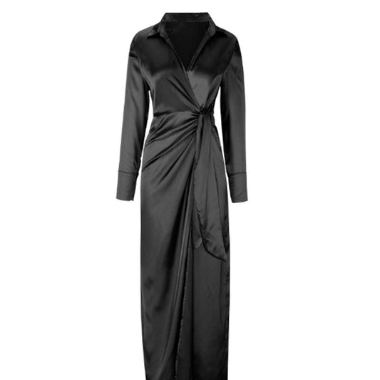 Flowy Fall Maxi Dress High Waist Split | Size XL | Chicgenes