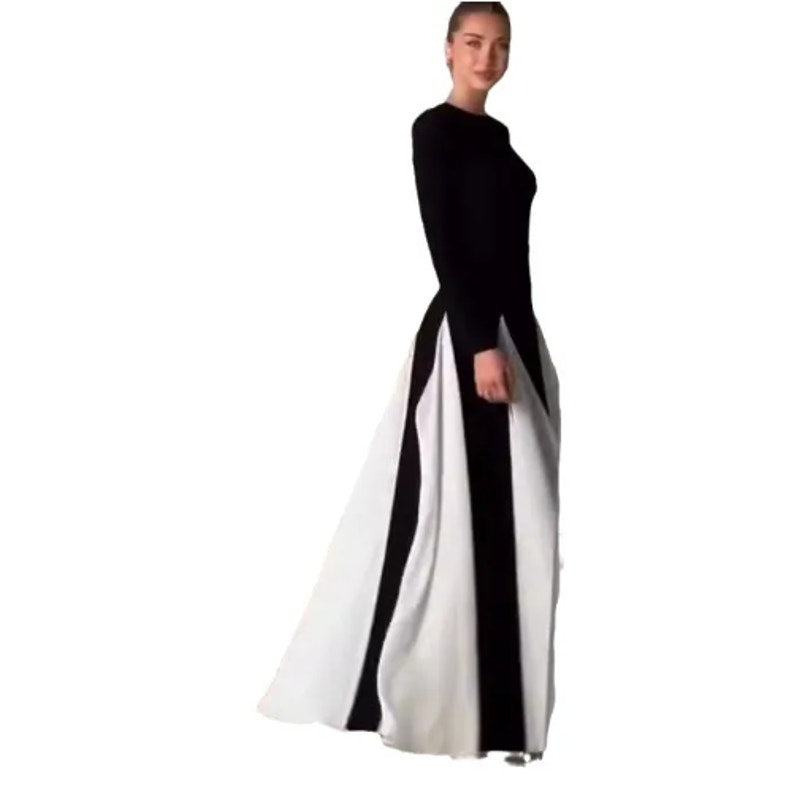 Chicgenes Eclipse Color Block Long Sleeve Maxi Dress