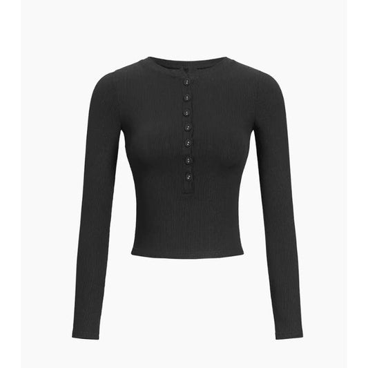 Commense Button Down Long Sleeve Crop Shirt | Size Medium