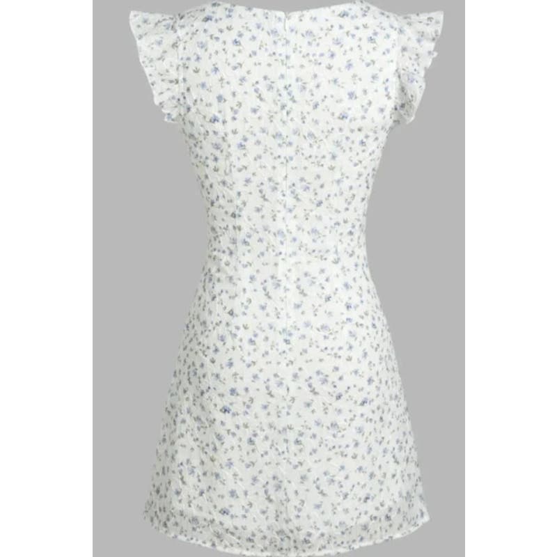 Cider mini Dress White & Blue Floral | Size Small "Perfect Petite Charm"