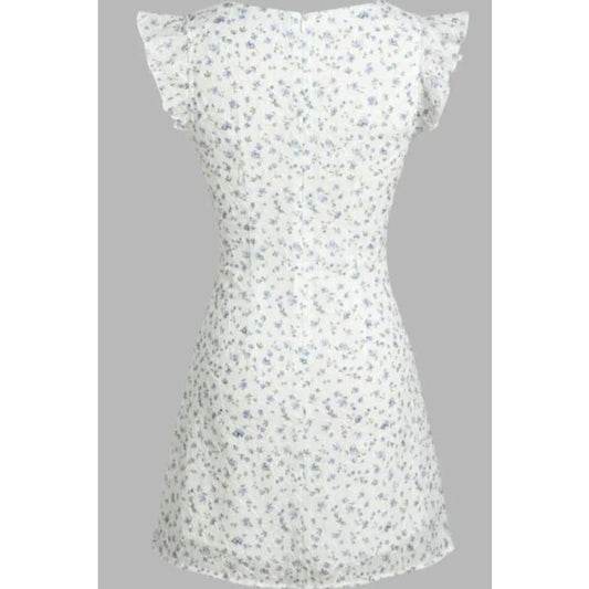 Cider mini Dress White & Blue Floral | Size Small "Perfect Petite Charm"