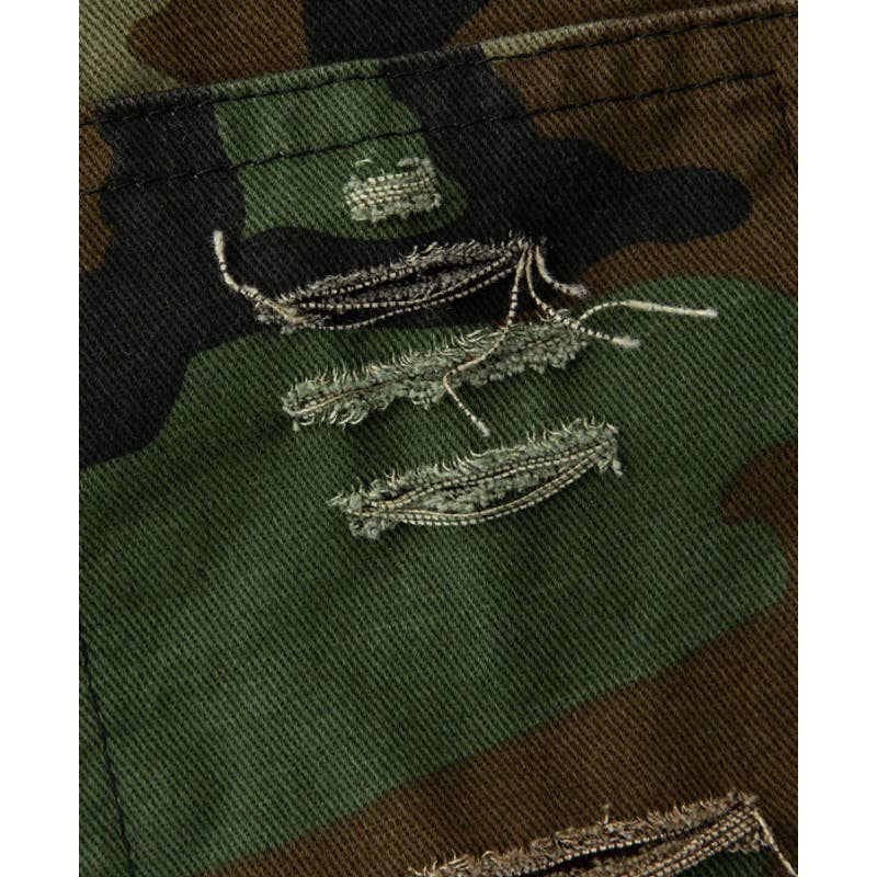 πΏ MICAS Camo Frayed Patchwork Fringe Mini Skirt - Size Medium - Unleash Your Inner Fashion Rebel! πΏ