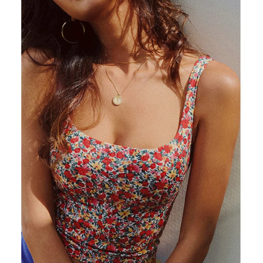 Eden Floral Garden Crop Tank Top | Size Medium | Commense