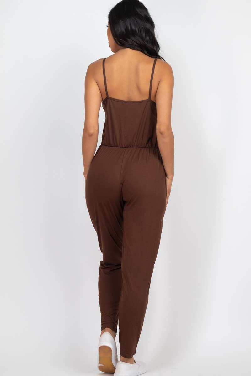 Solid Spaghetti Strap Jumpsuit