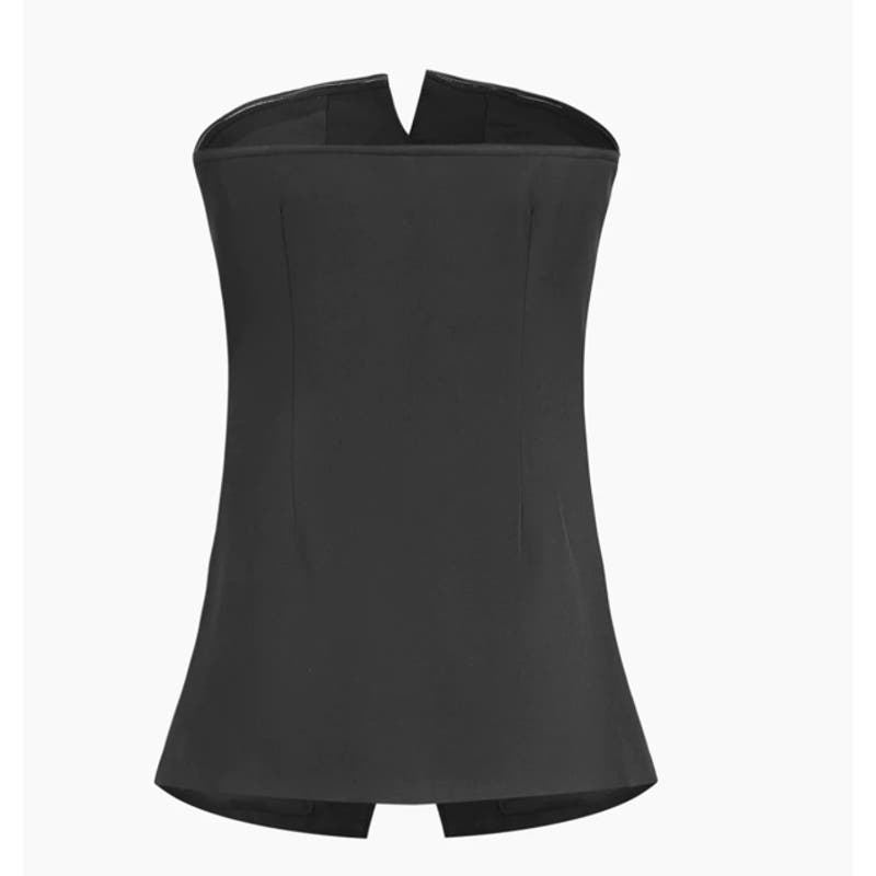 Black Button Down Tube Top | Commense | Size Medium