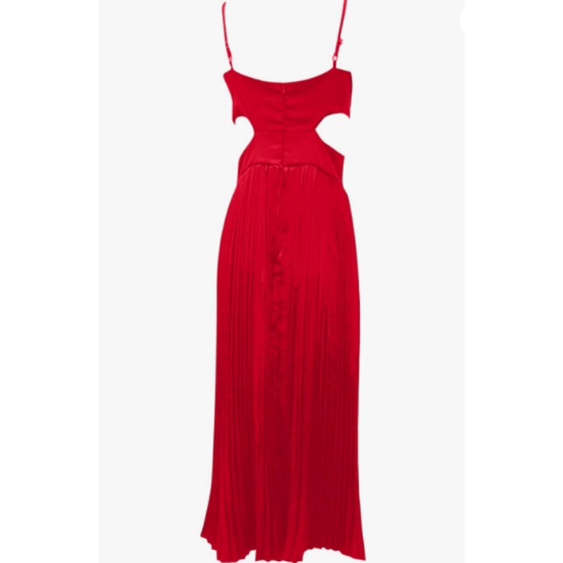 Chicgenes Elegance Defined: Deep V Spaghetti Strap Waist-Accent Dress