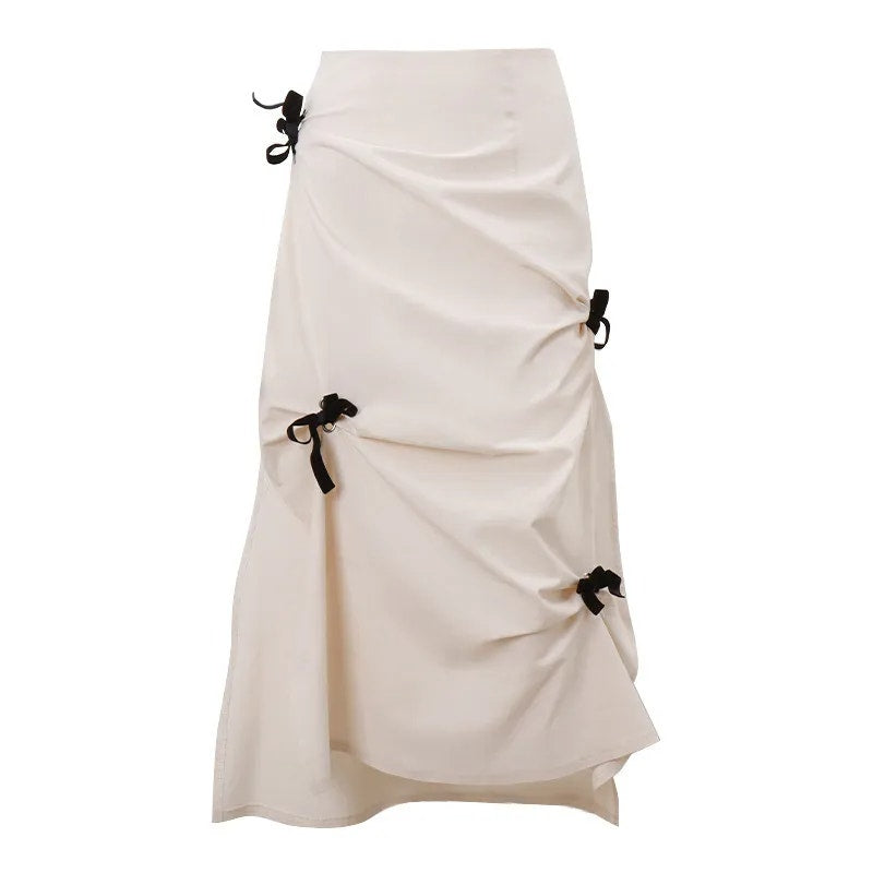 Chicgenes Bow Decor Split Midi Skirt