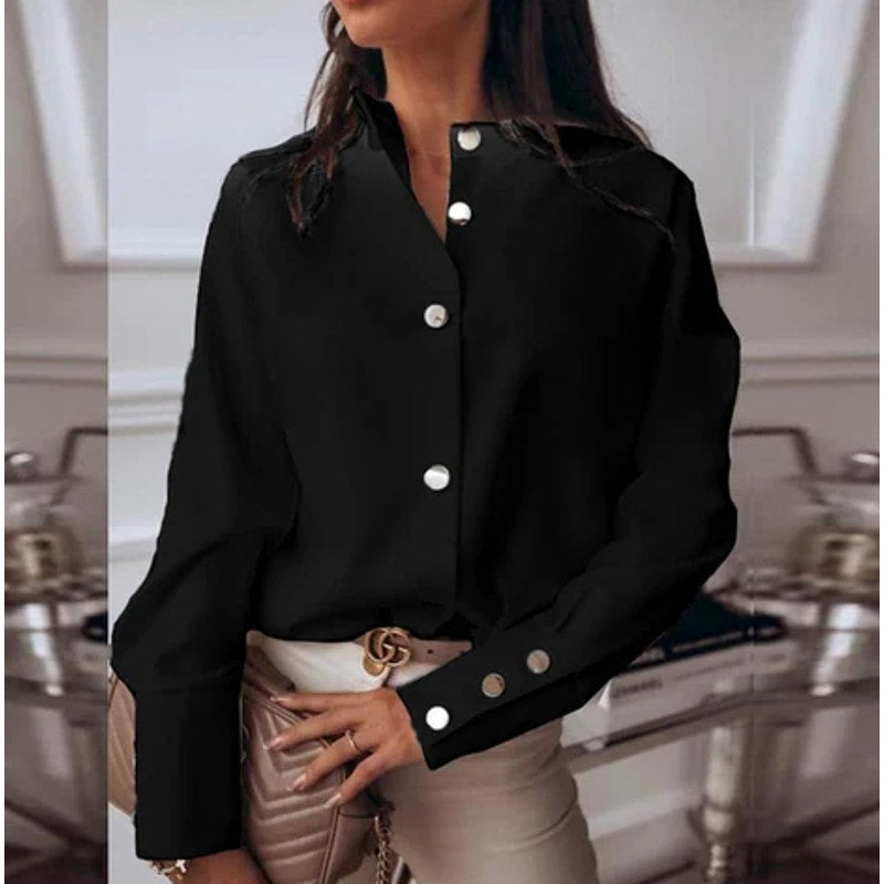 In The Office Elegant Long Sleeve Blouse | Chicgenes | Black or White