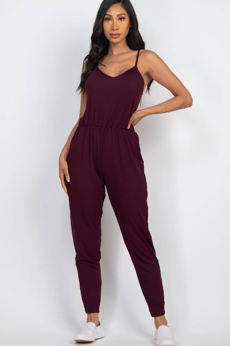 Solid Spaghetti Strap Jumpsuit