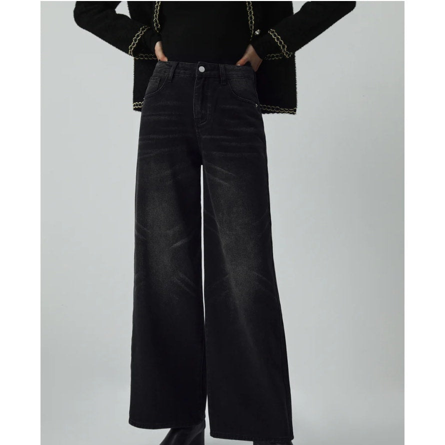 Commense Black Denim Wide Leg Culotte Pants Size Medium