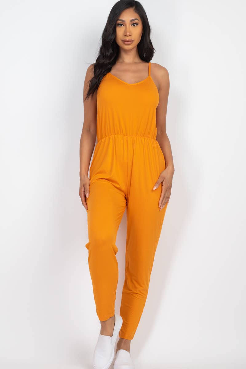 Solid Spaghetti Strap Jumpsuit