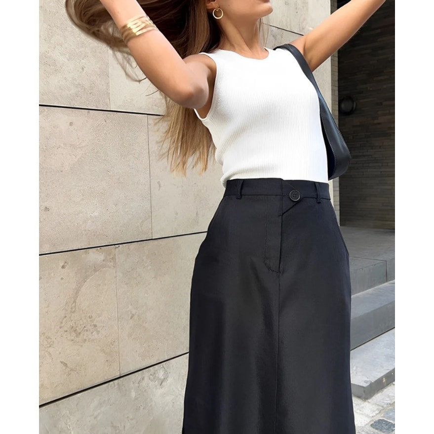 Basic Buttoned Maxi Skirt | Commense | Medium