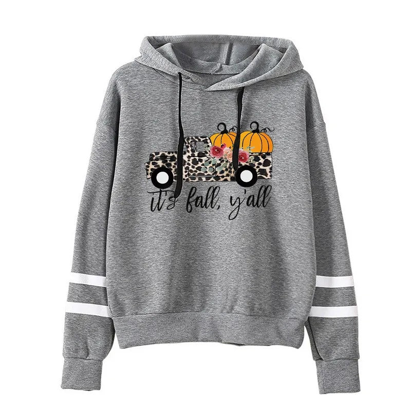 Halloween Truck Leopard Pumpkin Print Hoodies | Size Med