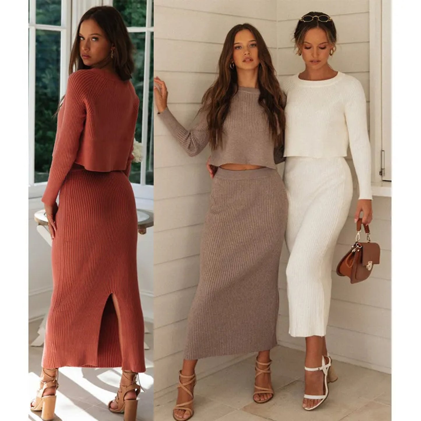 The Jade 2 Piece Sweater Midi Skirt Set | Chicgenes