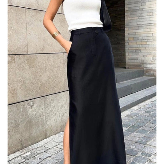 Basic Buttoned Maxi Skirt | Commense | Medium