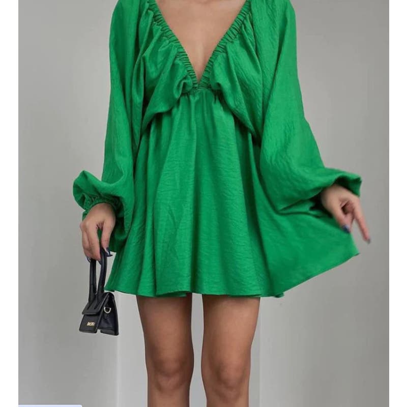 green mini dress