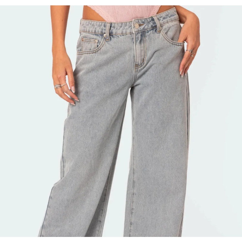 Chicgenes Bow Pocket Relaxed Jeans