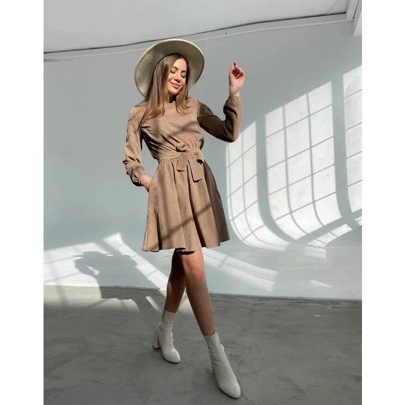 The Jameson Dress Long Sleeves with Belt | Chicgenes