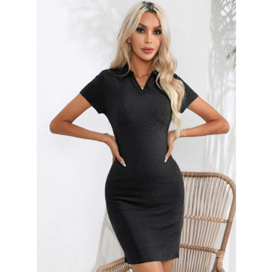 Johnny Collar Short Sleeve Mini Dress  | Small | Chicgenes