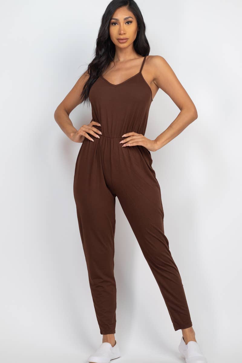 Solid Spaghetti Strap Jumpsuit