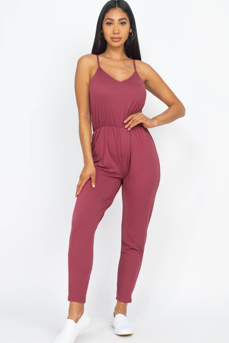 Solid Spaghetti Strap Jumpsuit