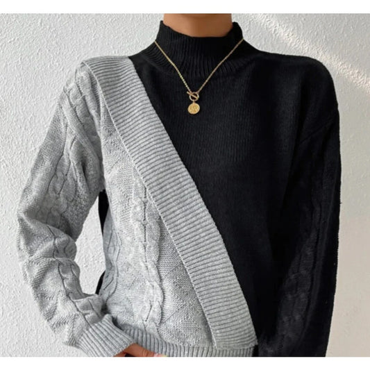 Commense Oversized Color Block Pullover Sweater Size  8-10