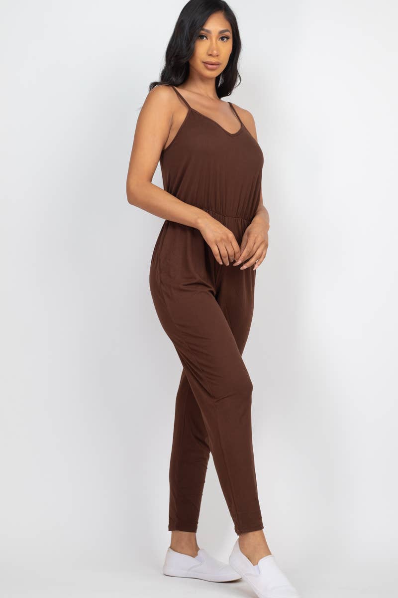 Solid Spaghetti Strap Jumpsuit