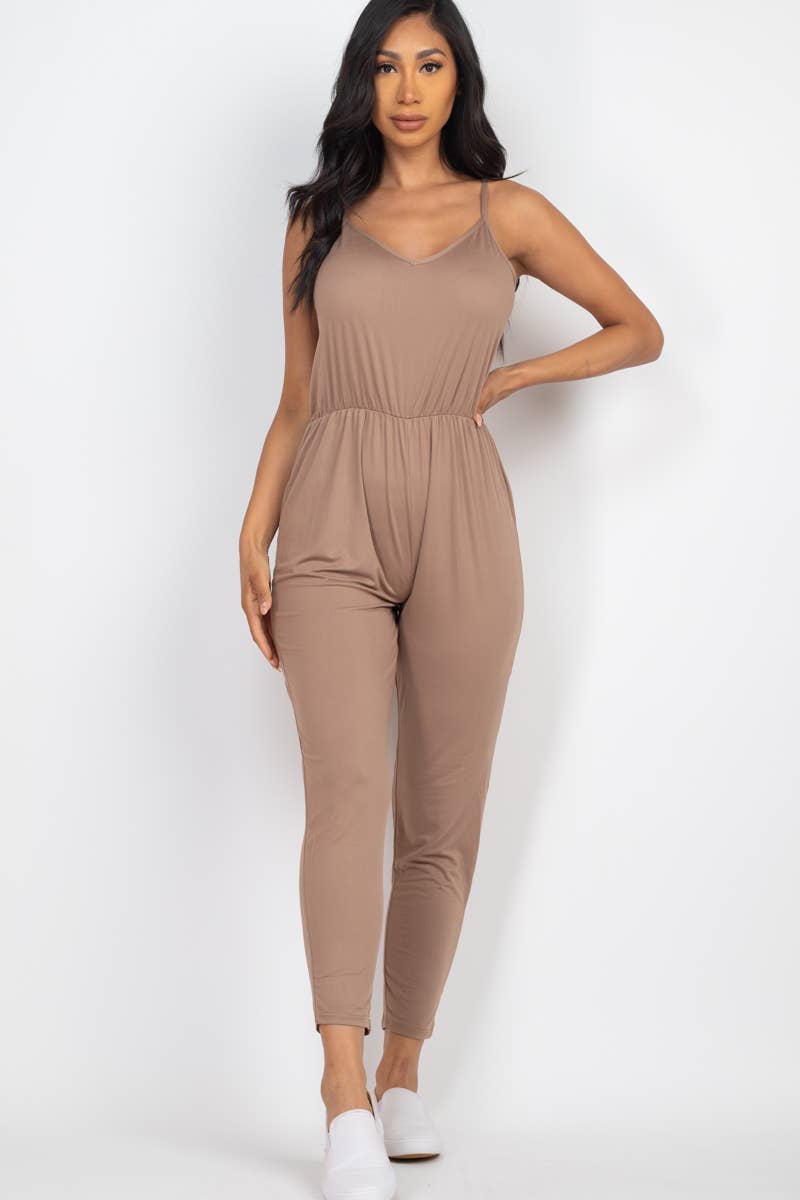 Solid Spaghetti Strap Jumpsuit