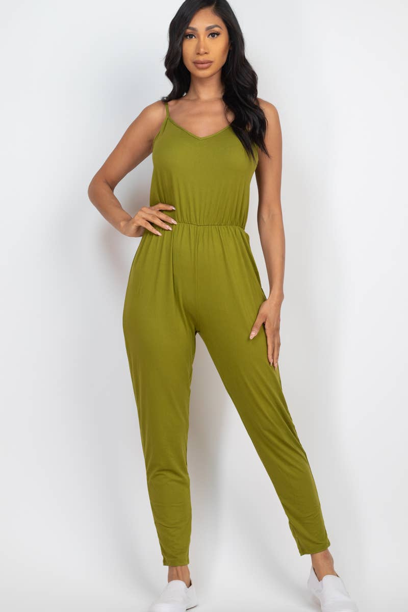 Solid Spaghetti Strap Jumpsuit