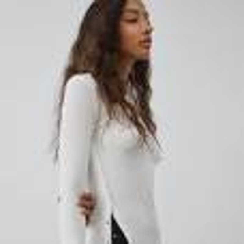 Commense  White Side Button Long Sleeve Top Size Small