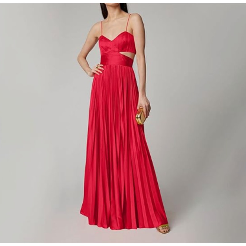 Chicgenes Elegance Defined: Deep V Spaghetti Strap Waist-Accent Dress