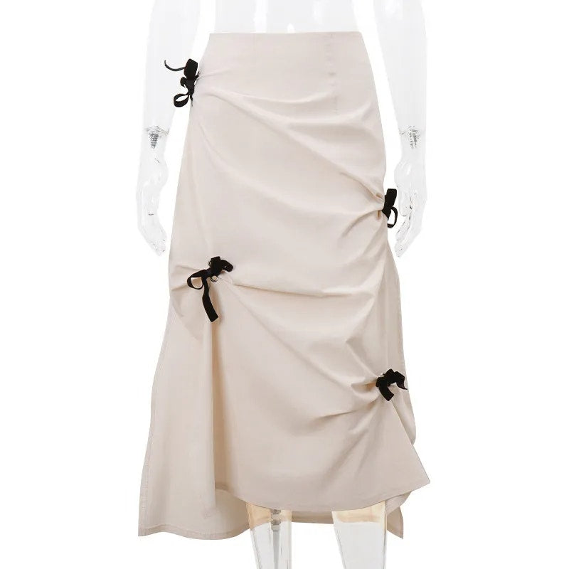 Chicgenes Bow Decor Split Midi Skirt