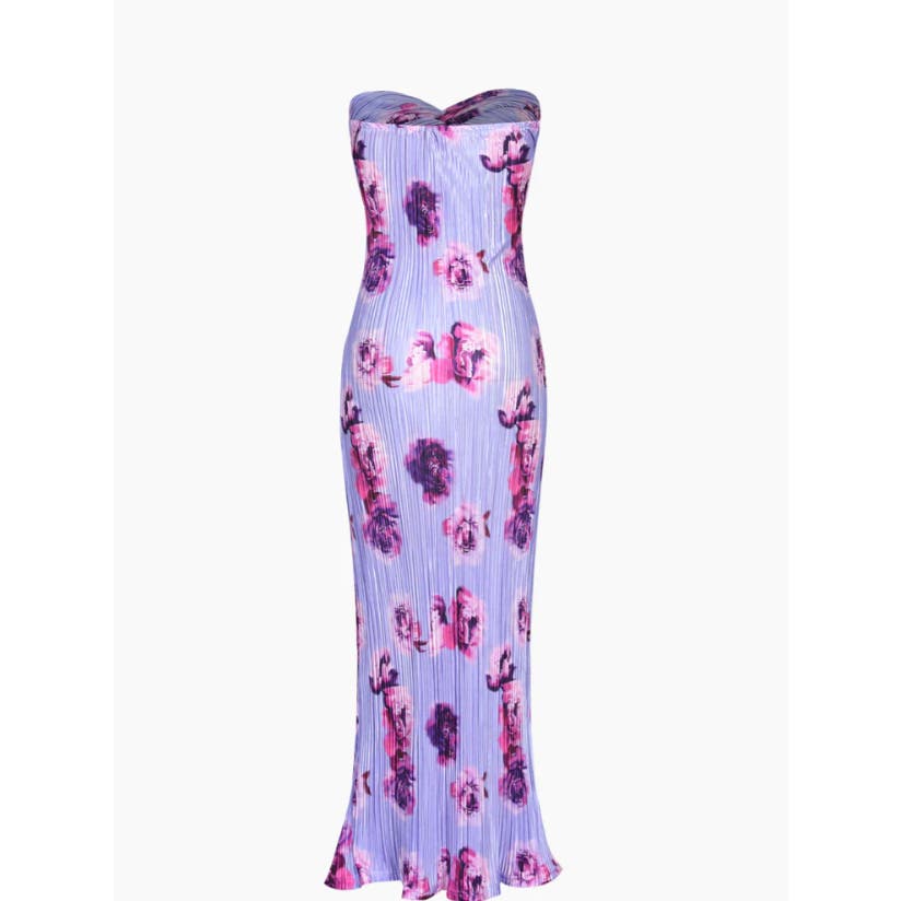 Floral Plisse Twist Tube Long Dress | Commense | Size M