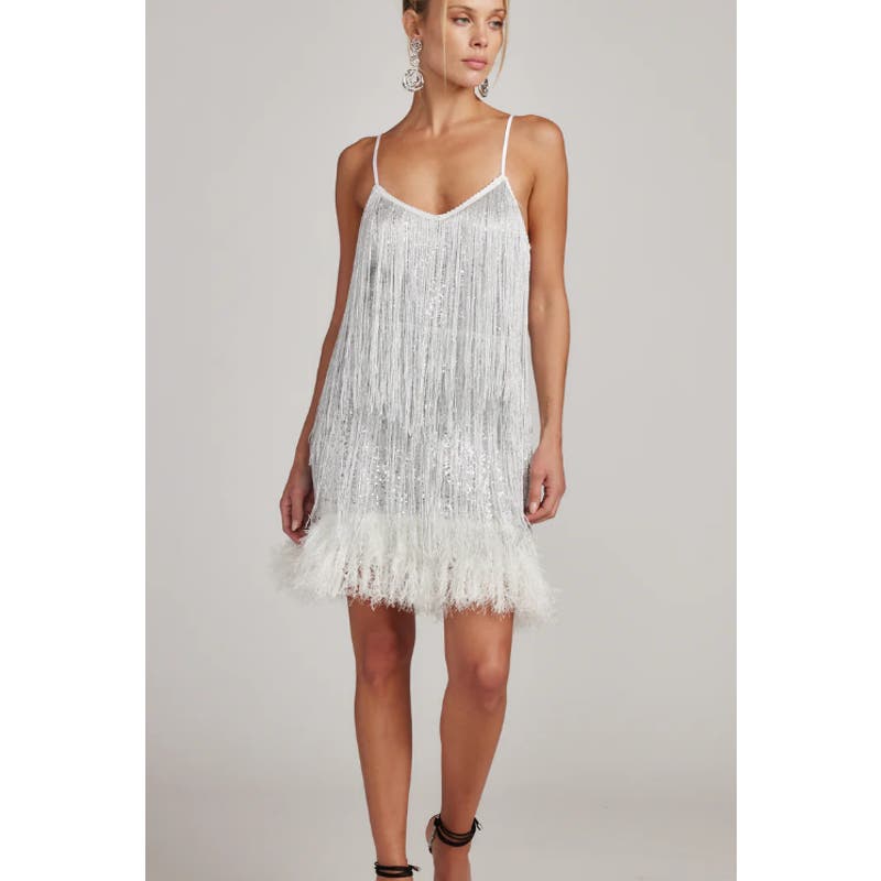 12th Tribe Disco Fever Silver Fringe Mini Dress | Size Medium