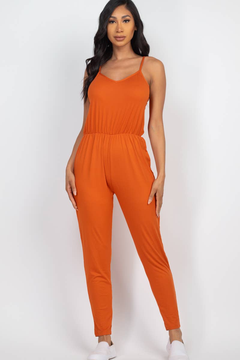 Solid Spaghetti Strap Jumpsuit