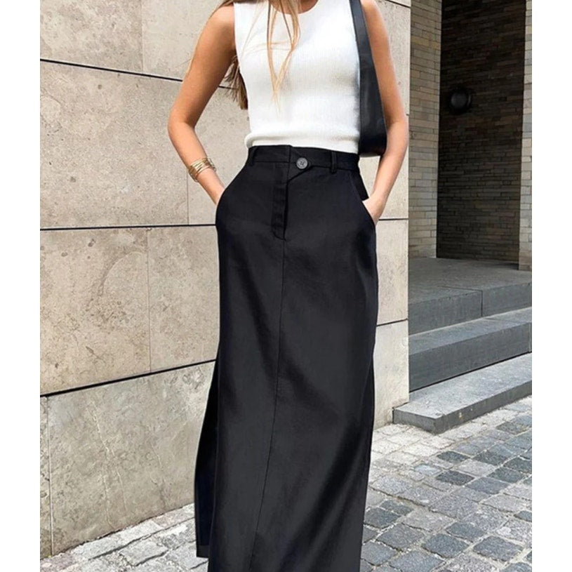 Basic Buttoned Maxi Skirt | Commense | Medium