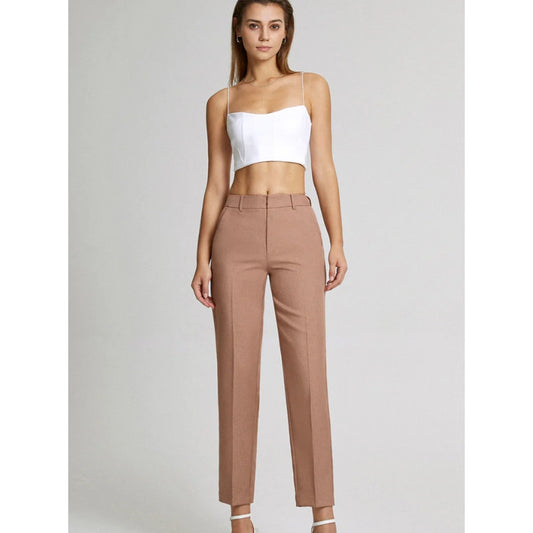 Commense High Waisted Cropped Skinny Straight Leg Trousers XS