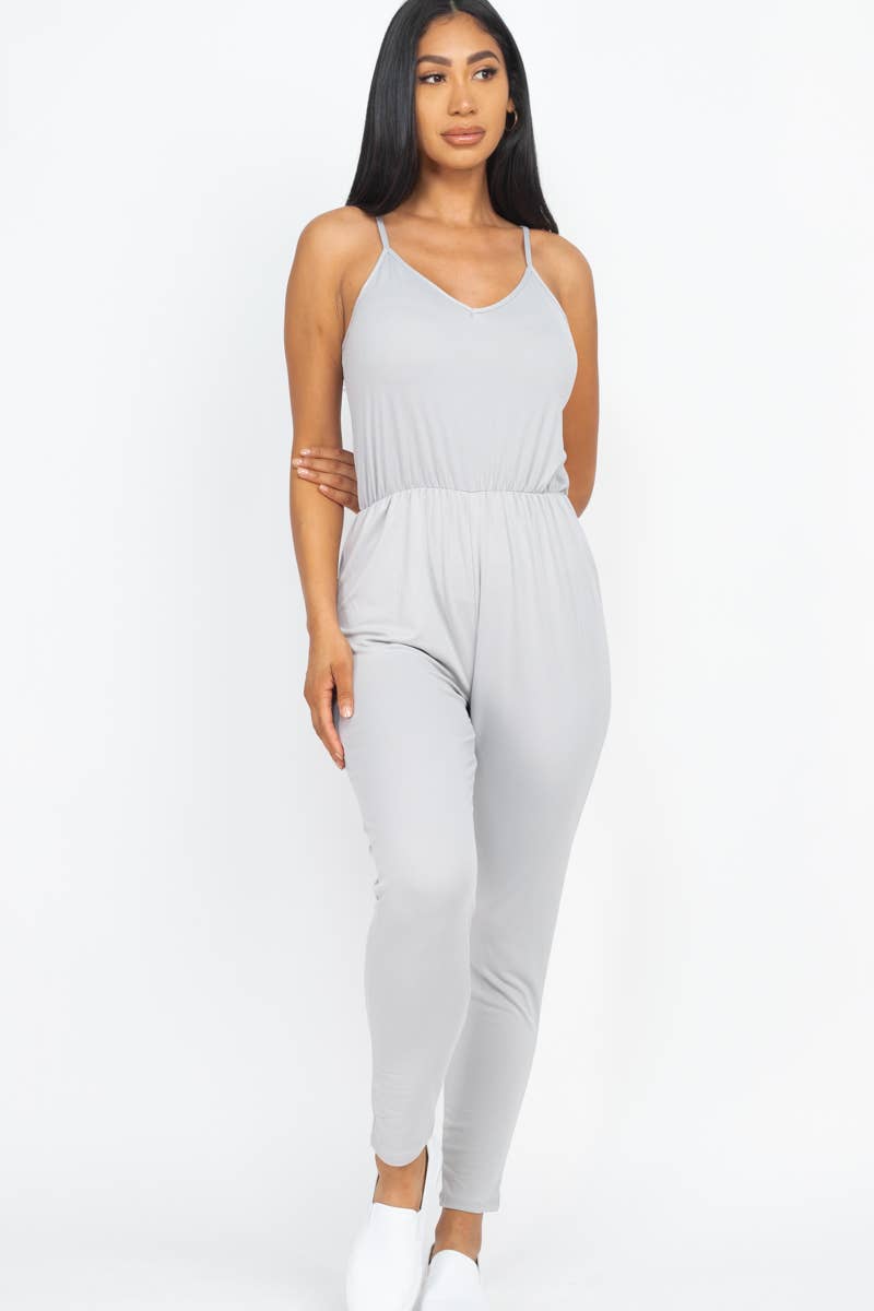 Solid Spaghetti Strap Jumpsuit