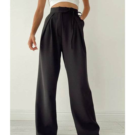 Palazzo Tied Wide Leg Dress Pants | Size Xl | Commense