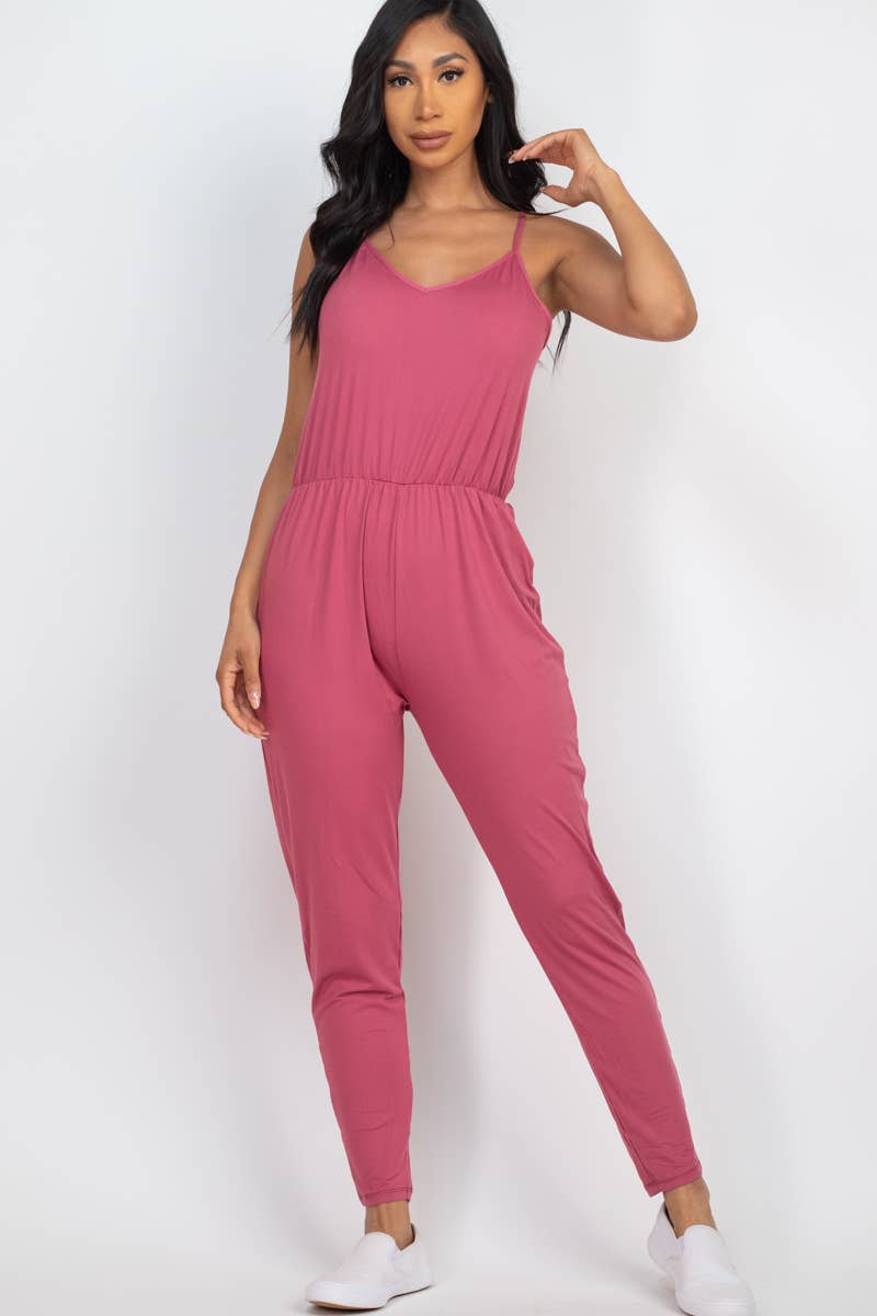 Solid Spaghetti Strap Jumpsuit