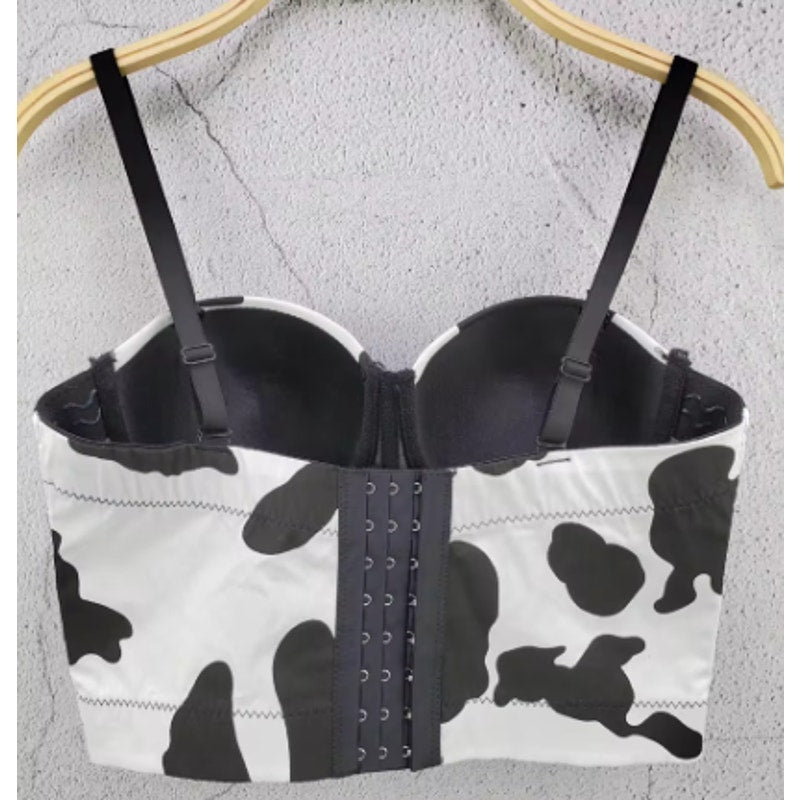 Cow Print Corset Crop Top | Micas| Size Small