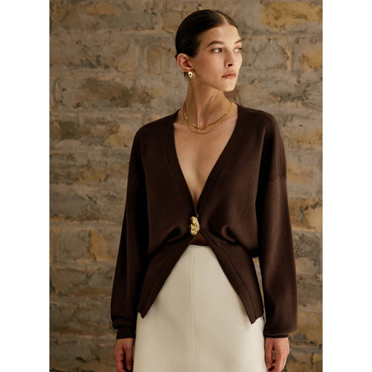 Commense Golden Button Plain Cardigan Size XS