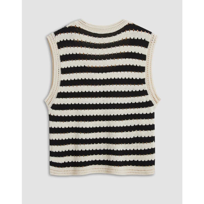 Classy Stripe Crochet Sweater Vest | Size Small | Commense