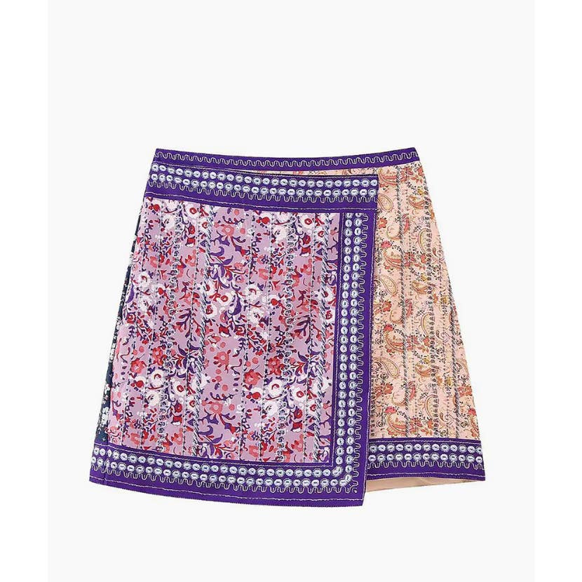 🌸 Commense Embroidered Asymmetric Floral Mini Skirt - Size Medium - A Whirl of Color and Charm! 🌸