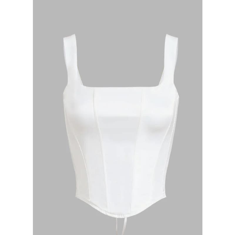 ✨ Commense Ivory Glow Tied Crop Corset Top - Medium - Embrace Elegance with a Modern Twist! ✨